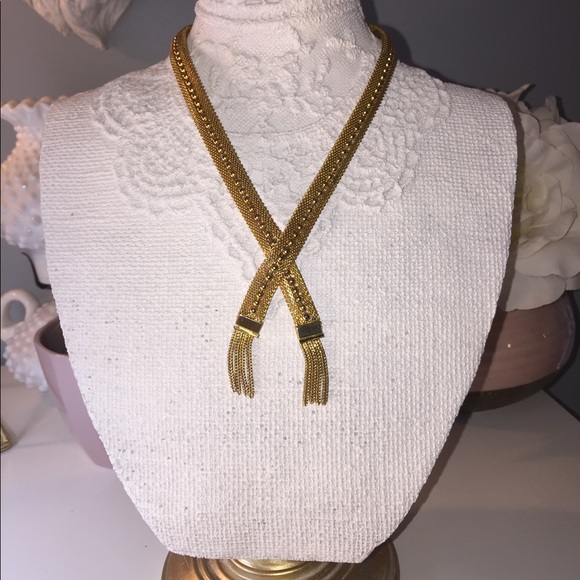 1920s Style - Vintage Gold Lariat mesh necklace - Picture 2 of 7